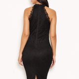 Élégante Robe Midi en Dentelle Noire