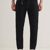 Jeans Carrot Fit Azul Escuro com Cintura Média Unissex