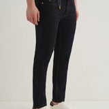 Jeans Carrot Fit Azul Escuro com Cintura Média Unissex