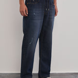 Jogger Jeans Elástico, Corte Confortável, Azul Marinho