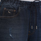 Jogger Jeans Elástico, Corte Confortável, Azul Marinho