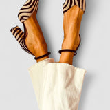 Zebrina - Sandália de salto médio com estampa de zebra