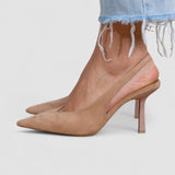 Marlena - Elegantes Sapatos Slingback Nude com Salto