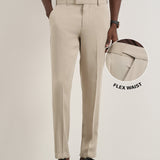 Calças Slim Fit Beiges com Cintura Elástica