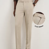 Calças Slim Fit Beiges com Cintura Elástica