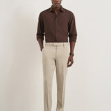 Calças Slim Fit Beiges com Cintura Elástica