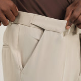 Calças Slim Fit Beiges com Cintura Elástica