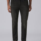 Jeans Slim Fit Cinza Desgastados
