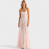 Verona - Long Floral Print Lace Dress