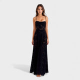 Verona - Long Floral Print Lace Dress