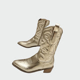Botines de cowboy con acabado metálico