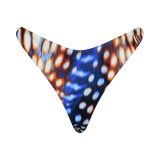 Coralia High-Side Thong Bikini Bottom - Blue Abstract Print
