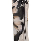 Fular Sarong Noa em Chiffon - Estampa Floral sobre Fundo Marfim