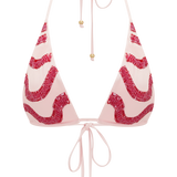 Top de Bikini Triangular Robyn com Detalhes em Contas - Rosa