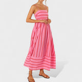 Isabel - Vestido Longo com Estampa Listrada