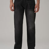 Jeans Pretos com Corte Reto e Cintura Baixa