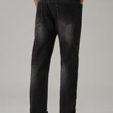 Jeans Pretos com Corte Reto e Cintura Baixa