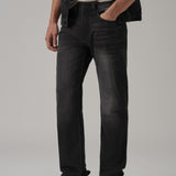 Jeans Pretos com Corte Reto e Cintura Baixa