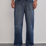 Calça Jogger Jeans Elástico, Corte Confortável, Azul Médio