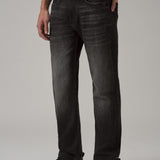 Jeans Pretos com Corte Médio e Efeito Desbotado