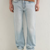 Corte Recto de Jeans de Denim en Azul Ciano