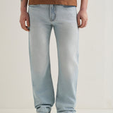 Corte Recto de Jeans de Denim en Azul Ciano