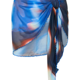 Xale Nena em Rede Transparente - Design Abstrato em Variações de Azul