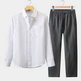 Conjunto de Verão Dolcevita de Manga Longa - Branco e Cinza