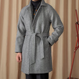 Paletó de lã herringbone Perugia com cinto