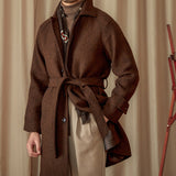 Paletó de lã herringbone Perugia com cinto