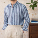Camisa Kotor de Linho Listrada com Manga Longa