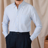 Camisa Oxford de Algodão com Listras e Secagem Rápida