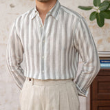 Camisa Kotor de Linho Listrada com Manga Longa