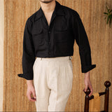 Camisa Longa em Linho e Algodão 'Wineyard'