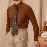 Camisa de Algodão Veludo com Mangas Longas - Estilo Cambridge