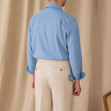 Camisa de Denim com Colarinho e Mangas Longas - Modelo 'Drape'