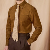 Camisa de Algodão Veludo com Mangas Longas - Estilo Cambridge