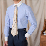 Camisa de Algodão 'Paris' com Mangas Longas e Gola Ondulada