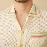 Casablanca: Camisa de Tricô com Mangas Curtas em Cores Contrastantes