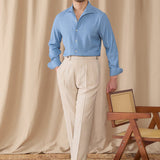 Camisa de Denim com Colarinho e Mangas Longas - Modelo 'Drape'