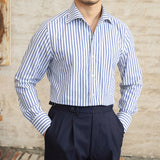 Camisa Listrada de Algodão com Mangas Longas Corsica
