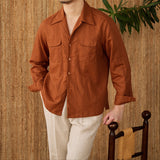 Camisa Longa em Linho e Algodão 'Wineyard'