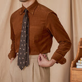 Camisa de Algodão Veludo com Mangas Longas - Estilo Cambridge