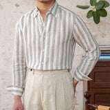 Camisa Kotor de Linho Listrada com Manga Longa