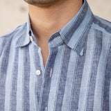 Camisa Kotor de Linho Listrada com Manga Longa