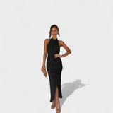 Camila - Vestido Longo com Detalhes Plissados