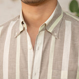 Camisa de Algodão Listrada Arezzo com Manga Longa