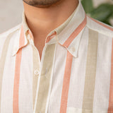 Camisa de Algodão Listrada Arezzo com Manga Longa