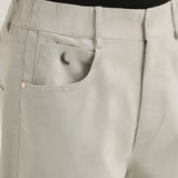 Calças de Algodão Off-White com Cintura Semi-Elástica