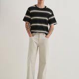Calças de Algodão Off-White com Cintura Semi-Elástica